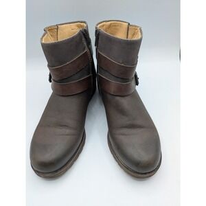 Natural‎ Soul Boots Womens 8M Faux Leather Zipper 'Bembe' Ankle Brown Shoes